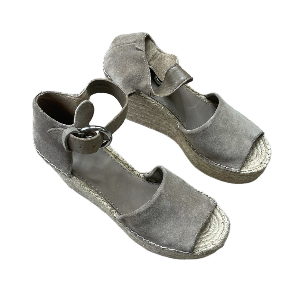 Marc Fisher LTD Suede Taupe Wedge Heels Open Toe Women's Size 8.5. M